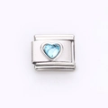 Italian modular charm link in stainless steel with a light blue heart-shaped crystal - Light Blue Heart (6)