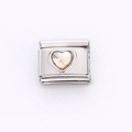 Modular stainless steel bracelet link with heart-shaped champagne crystal stone - Champagne Heart (7)