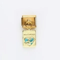 Gold Italian charm with passport dangle, blue enamel heart and airplane design - Blue Heart Passport(11)