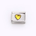 Italian modular charm link in stainless steel with a yellow heart-shaped gemstone - Yellow Heart (8)