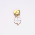 Italian modular charm in gold finish with white clover pendant for DIY stainless steel bracelets - White Clover