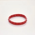 Italian charm bracelet in matte red stainless steel with modular link design - Red