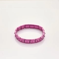 Italian style modular elastic stainless steel bracelet in matte rose pink finish - Rose Red