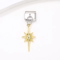 Italienischer Edelstahl-Charm mit einem 18 Karat vergoldeten Nordstern-Anhänger - Achteckiger Stern Kompass Stil (2)