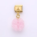 Italian style gold stainless steel link bracelet with sugar-coated pink charm - Light Pink Ball Style