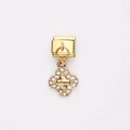 Charm italien doré avec pendentif trèfle scintillant pour bracelets modulaires - Style Trèfle à Strass Creux (2)