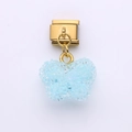 Italian modular charm featuring a light blue butterfly pendant with sugar coating effect - Light Blue Butterfly Style