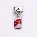 Italienischer Modul-Anhänger mit pink-roter Cola-Dose aus Emaille auf Edelstahl - Rot-Rosa Cola-Dose Stil (45)
