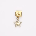 Pendentif trèfle étoile doré avec zircone pour bracelets modulaires en acier inoxydable - Style Double Étoile dans l'Étoile (4)