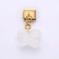Italienischer Charm aus Gold mit schillerndem weißen Schmetterling Anhänger in Zucker-Optik - Weißer Schmetterling Stil