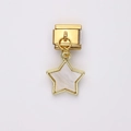 Italian charm link featuring a golden stainless steel base and a white star pendant - Gold Star Style (2)