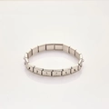 Silver Italian charm bracelet in matte stainless steel with modular link design - Silver Gray
