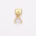 Charme modulaire doré avec un pendentif queue de sirène aux reflets irisés brillants - Queue de Sirène Irisée (6)