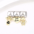Breloques de bracelet modulaires en acier avec cœur Soul Sister doré et pendentifs fille - Style Robe Noire Soul Sister 8 (ZT-MK-128)