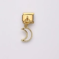 Italian modular gold charm with crescent moon pendant and white enamel inlay for bracelets - Gold Crescent Moon Style (3)