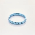 Light blue matte modular Italian charm bracelet with elastic stainless steel links - Sky Blue