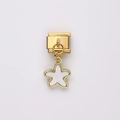 Italian charm link featuring a golden star pendant with white enamel on stainless steel - Gold Hollow Star Style (4)