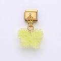 Italian charm link with a shimmering yellow sugar-effect butterfly pendant on gold metal - Yellow Butterfly Style