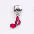 Italienisches Armbandglied mit pinkem Emaille-Musiknoten-Anhänger aus Edelstahl - Rosaroter Notenschlüssel Stil (50)