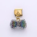 Italian charm link featuring a colorful butterfly pendant with sugar coating effect - Multicolor Bowknot Style