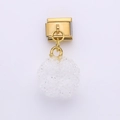 Italian charm link featuring a golden square base and a white frosted resin sphere pendant - White Ball Style
