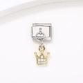 Charm italien avec pendentif couronne dorée et zircons pour bracelets personnalisables - Style Couronne Dorée (13)