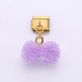 Italian charm bracelet link with purple butterfly pendant and sugar-effect glitter - Purple Bow Style