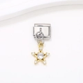 Charm modulaire italien en acier avec pendentif étoile dorée 18k et zircons brillants - Style Étoile Brillante Dorée (15)