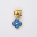 Golden clover charm with evil eye detail for Italian modular stainless steel bracelets - Blue Clover Evil Eye Style (11)