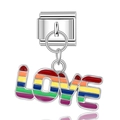 Ιταλικό γούρι με πολύχρωμο μενταγιόν LOVE σμάλτο ουράνιο τόξο από ανοξείδωτο ατσάλι - Γράμματα LOVE Ουράνιο Τόξο (25)