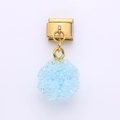 Italian charm bracelet link with light blue sugar-effect matte bead and gold finish - Light Blue Ball Style