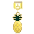 Golden pineapple charm with yellow and green enamel for modular stainless steel bracelets - Enamel Pineapple