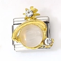 Italiaanse bedel voor DIY armband met gouden planeet en witte kattenoogsteen - 乳白色主石金色天体款式(5)