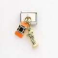 Maillon de bracelet italien avec charms de taxi New Yorkais et Statue de la Liberté - Style Taxi Orange Statue de la Liberté (2)