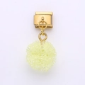 Italian charm link in gold with a translucent yellow sugar-effect crystal pendant - Yellow Ball Style