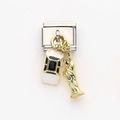 Charm italien en acier avec pendentifs taxi de New York et statue de la Liberté dorée - Style Taxi Blanc Statue de la Liberté (3)