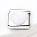 Italiaanse bedelarmband link in zilver met wit hart en zachte pluizige textuur - 白色植绒爱心款式(9)