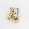 Italian modular charm with gold propeller plane and white enamel vintage camera pendants - Airplane and White Camera Style (5)