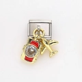 Italian charm with gold airplane and camera pendant for modular stainless steel bracelet - Airplane and Red Camera Style (6)