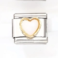 Italiaanse modulaire charm van roestvrij staal met goudkleurig hart en witte inlay - 白底金边珐琅爱心款式(13)