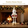 Bonhomme de neige de Noël en peluche à paillettes avec jambes extensibles près du feu - Petit Bonhomme de Neige à Paillettes Dorées