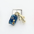 Italian charm bracelet link with blue enamel suitcase and golden airplane pendants - Airplane and Blue Suitcase Style (12)