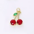 Sweet cherry charm with red and green faceted stones in a golden metal frame - Faceted Red Green Gem Style (9)