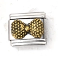 Italiaanse modulaire armbandlink met gouden kralenvlinderknoop op roestvrij staal - 金色立体蝴蝶结款式(21)