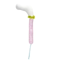 Easter spotted bunny leg floral pick with white plush foot and colorful dots decoration - Pink