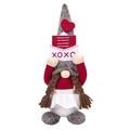 Valentine's Day plush gnome doll holding XOXO envelope with red heart hat decoration - Female (With Brown Braids and XOXO Envelope)