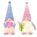 Gnomes de fête des mères lumineux avec cœur Best Mom Ever et décor tulipes - Ensemble de Deux Pièces / Combinaison Bleue et Rose
