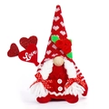 Valentine's red gnome plush with heart hat and Love sign for holiday decoration - Female Style / Red/White