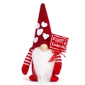 Valentine's Day gnome doll with red heart hat holding a Happy Valentine's Day sign - Male Style / Red/White