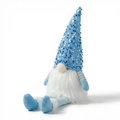 Leuchtender Weihnachtsgnom in Himmelblau mit Pailletten und gestreiften weichen Beinen - Blau